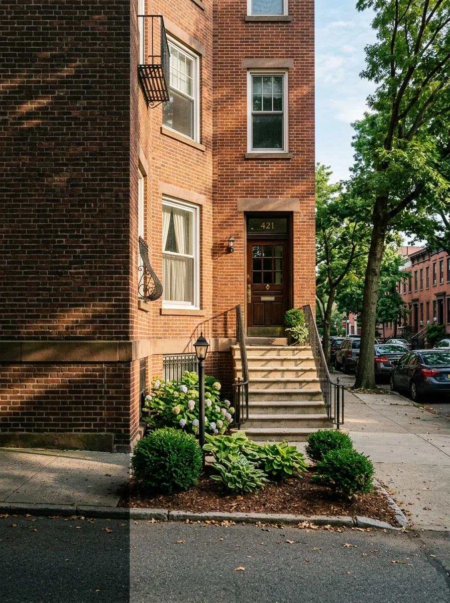 Well-maintained Bronx home exterior with landscaping and clear entrance.